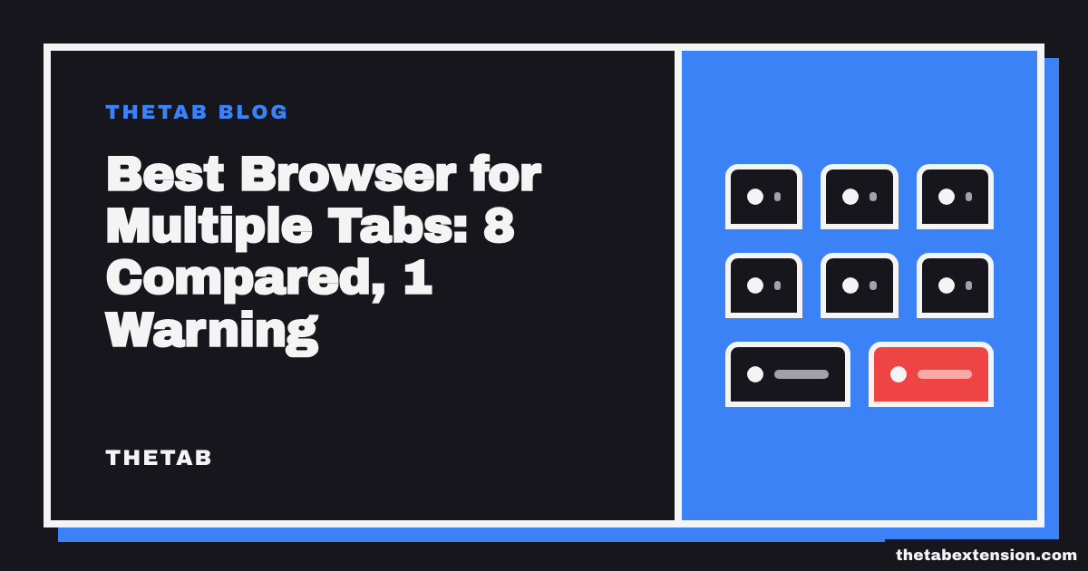 Title card reading "Best Browser for Multiple Tabs: 8 Compared, 1 Warning"