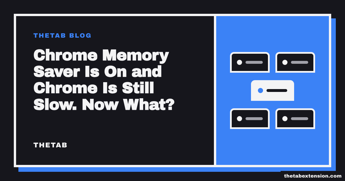 Title card reading "Chrome Memory Saver Is On and Chrome Is Still Slow. Now What?"