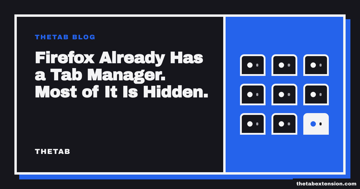 Title card reading "Firefox Already Has a Tab Manager. Most of It Is Hidden."