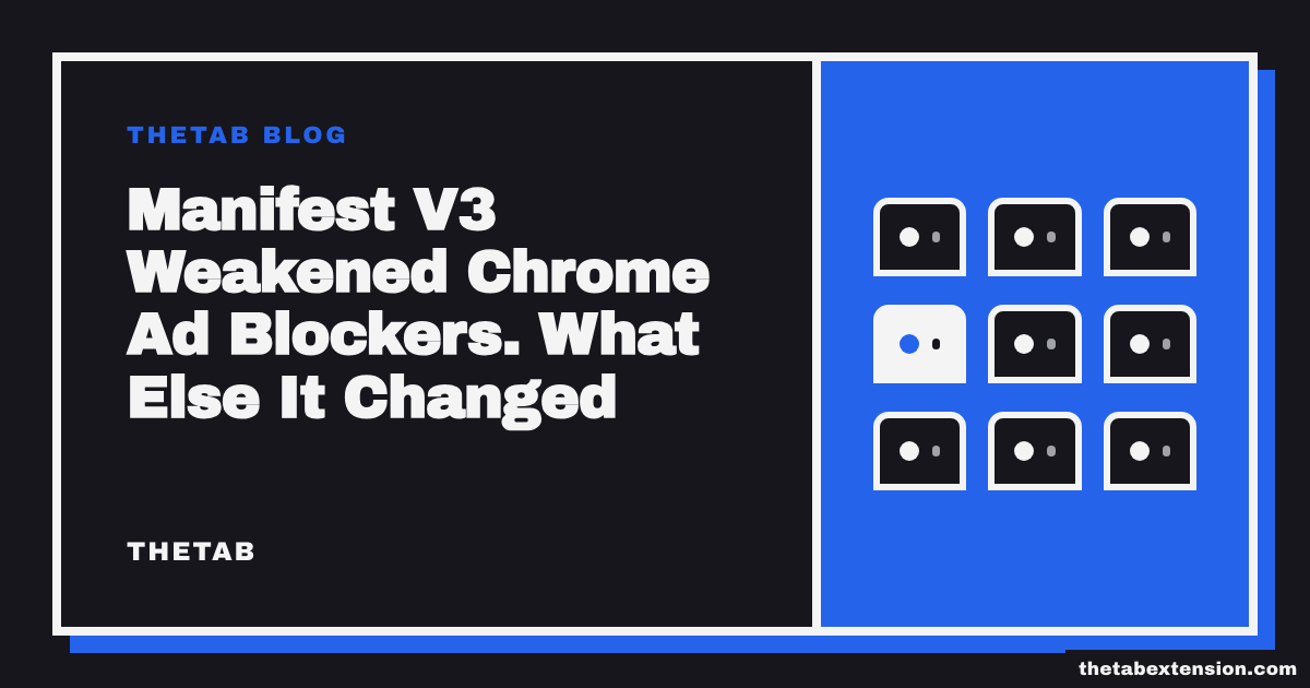 Title card reading "Manifest V3 Weakened Chrome Ad Blockers. What Else It Changed"