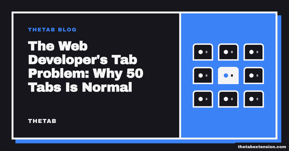 Title card reading "The Web Developer's Tab Problem: Why 50 Tabs Is Normal"